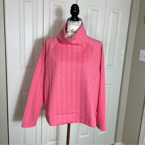 NWT Talbots Women's Size L Coral Mock Neck Cable Pullover Top Super Soft